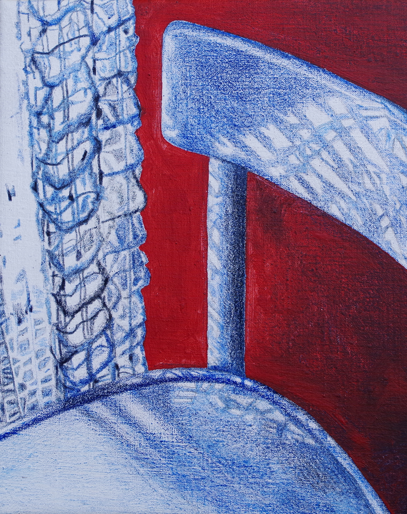 OMBRE _Red, 2019, matite e olio su lino, 20x15cm